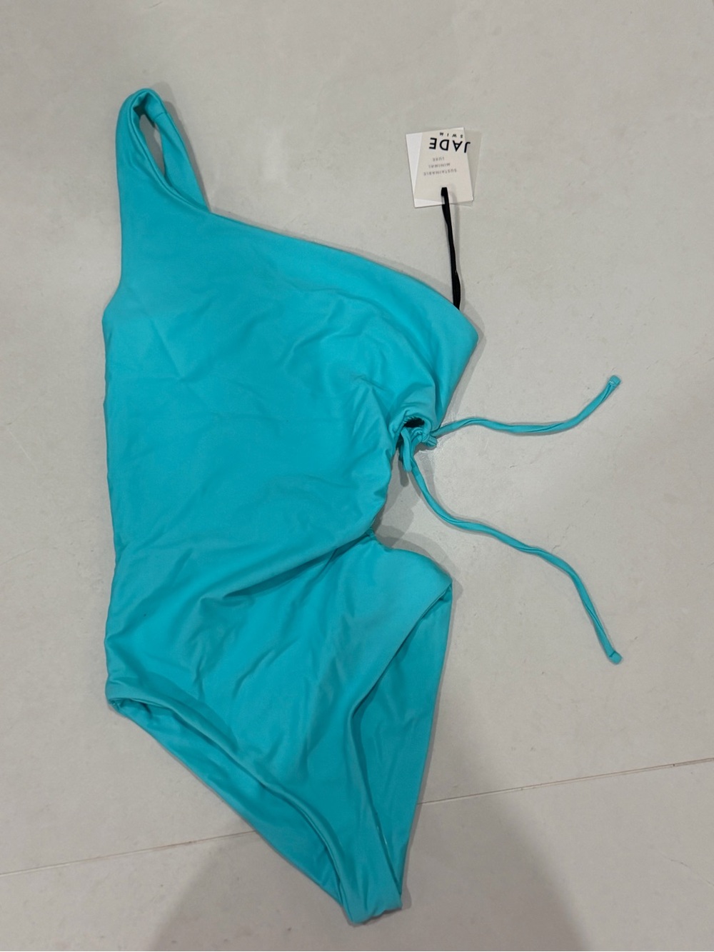 JADE Swim Aqua One-Shoulder Swimsuit